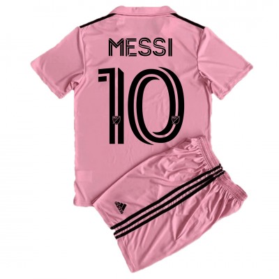 Fotballdrakt Barn Inter Miami Lionel Messi #10 Hjemmedraktsett 2023-24 Kortermet (+ Korte bukser)